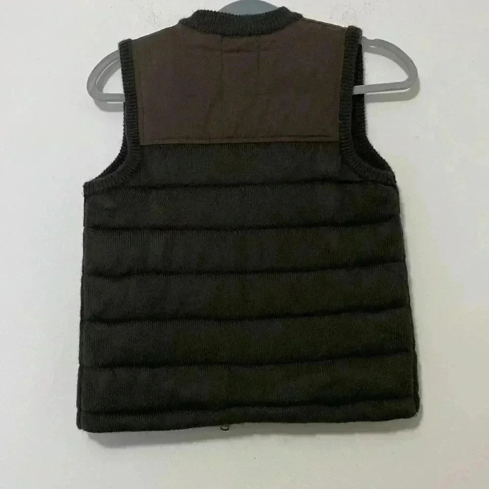 Zara Kids Army Green Knit & Canvas Vest - Picture 2 of 4